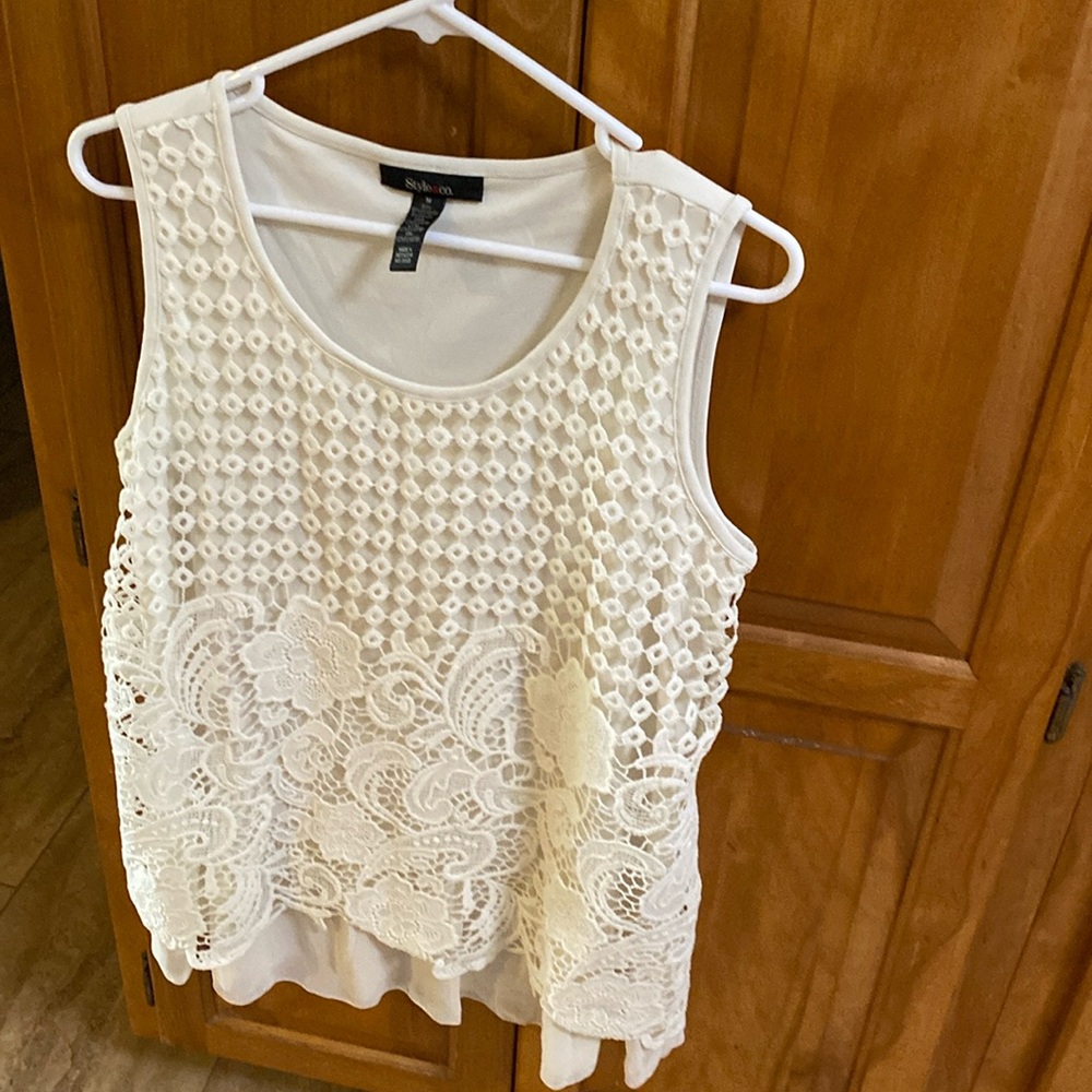Style & Co Sleeveless Lace Dress Top, Size M